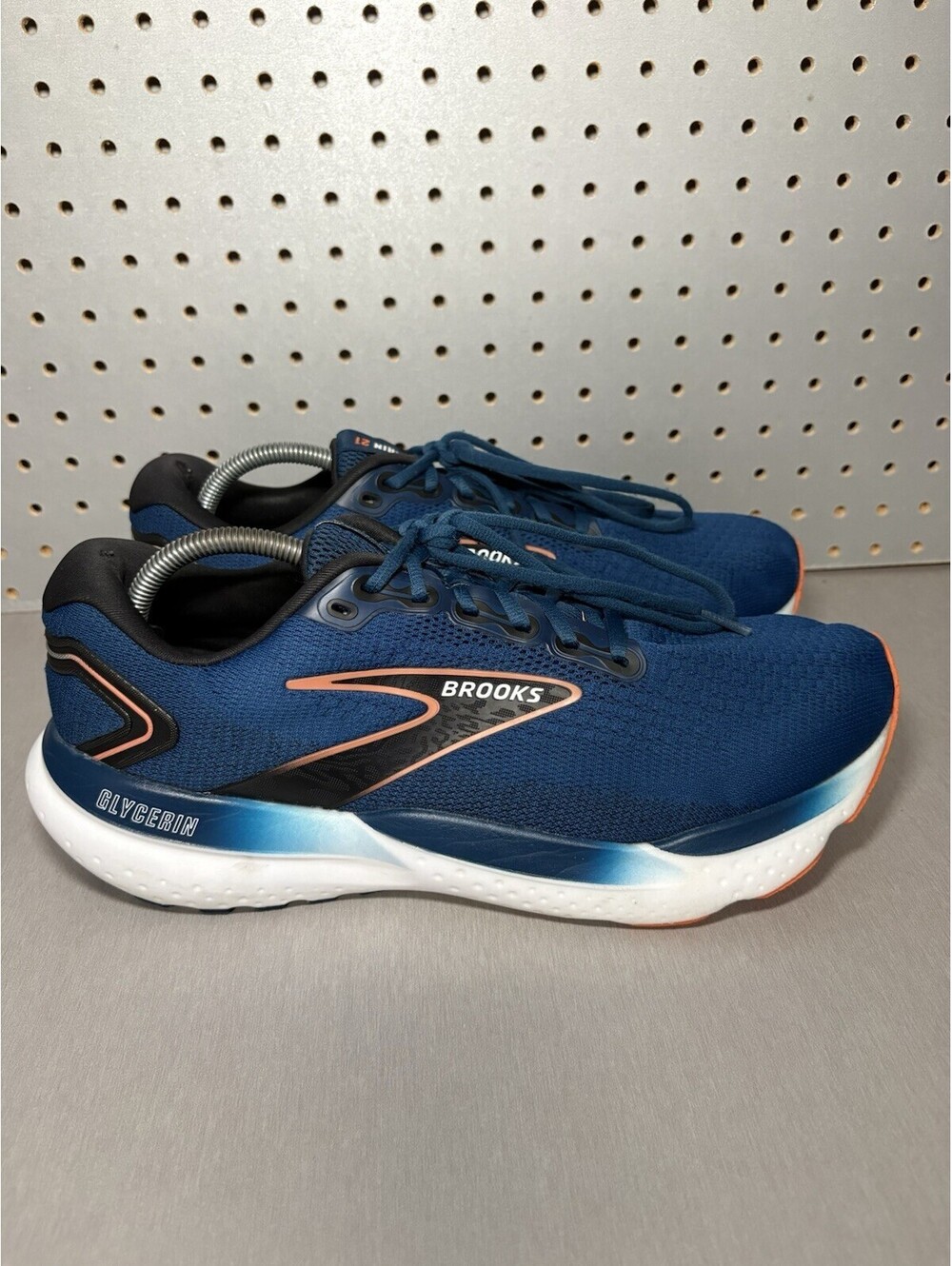 Brooks Glycerin 21 Shoes Mens Sz 12 2E EE Wide Blue Orange Sneakers Running